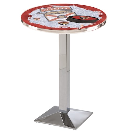 Holland Bar Stool Co 36" Chrome Florida Panthers Pub Table, 28" dia. Top L217C3628FlaPan-D2